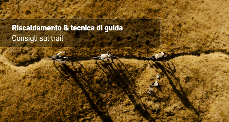 Riscaldamento tecnica mountain bike, cycling, trail ride, dirt path, group ride